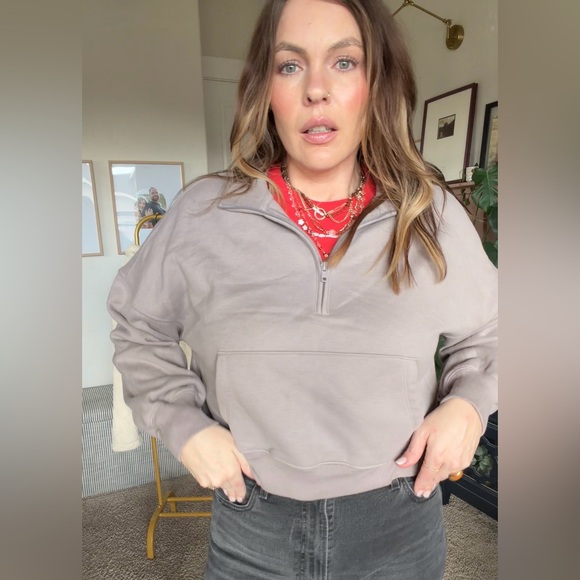 Abercrombie Taupe Half-Zip Sweatshirt - Picture 2 of 3